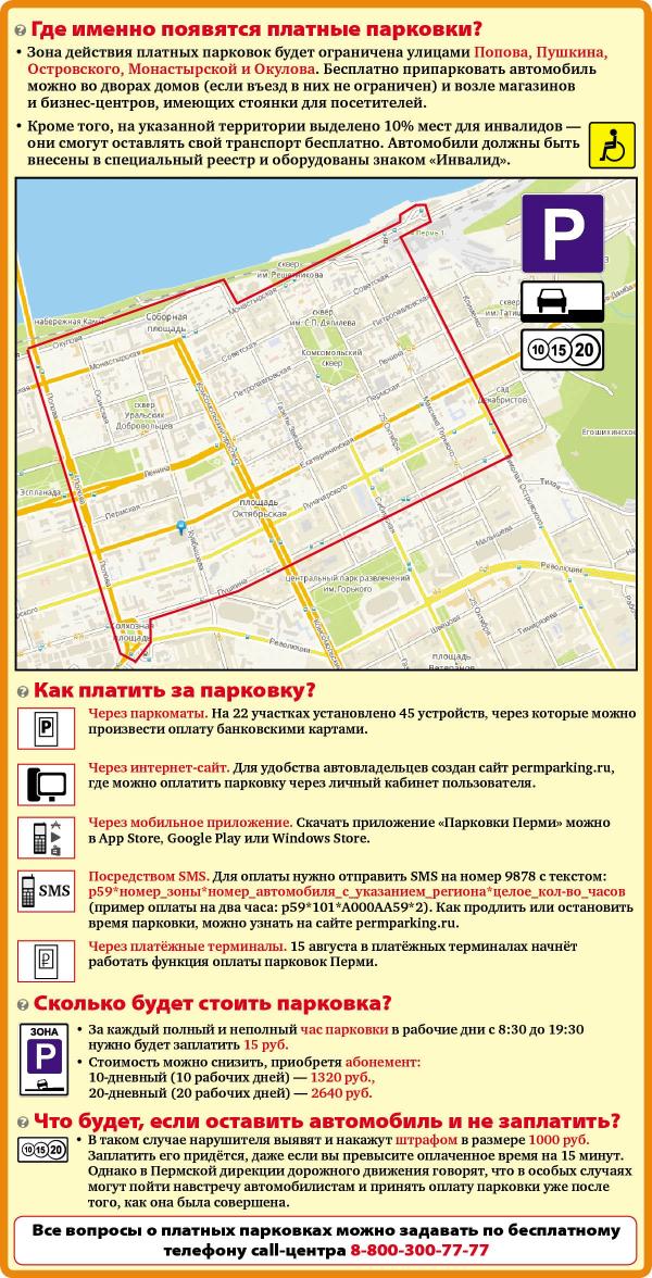 В Перми с 15 августа начнёт работать система платных парковок 
