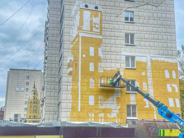 В Перми на Компросе появились светящиеся граффити с изображением знаковых зданий